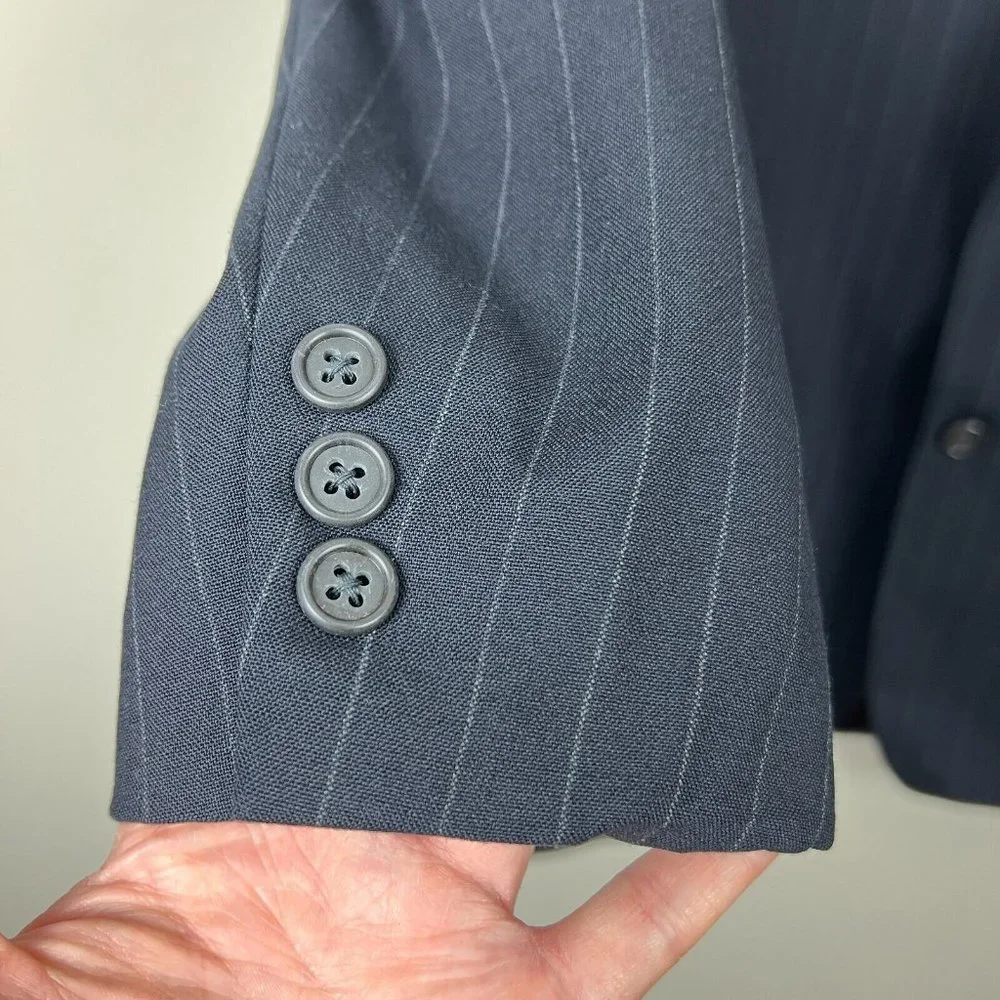 Brooks Brothers Blazer Jacket Sport Coat Mens 41L Blue Pinstripe Wool Brooksease